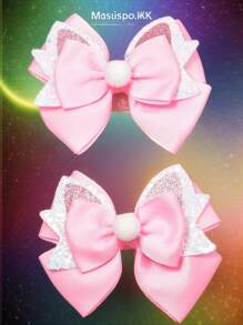 2pcs Digital Print Rainbow Glitter Bow Hair Clips, Suitable For Daily Outfits, Festival, Prom, Valentine's Day, Back To School And Graduation Occasions