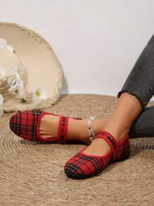 Women's Fashion Plaid Fabric Flat Shoes With Bow Decor, Pointed Toe Slip-On Loafers With PU Sole And Comfort Insole, Suitable For All Seasons