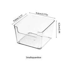 1 件透明简约设计家用办公桌收纳盒，带手柄的塑料储物盒 - 無色 - 查看 8