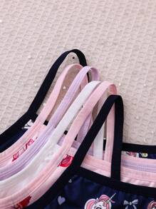 Chatreadl Sutiã confortável com estampa de unicórnio e desenho animado para meninas adolescentes, 6 peças, tecido de seda leitosa, adequado para todas as estações