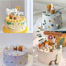 7 件装可爱白兔雕像，配胡萝卜和蘑菇装饰 - 非常适合复活节和派对餐桌装饰，塑料，适合冬季、新年 - 彩色 - 查看 4