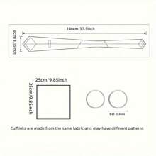 Herren Krawattenset, klassisches modisches Krawattenset inklusive Manschettenknöpfe, Business Party - Grau - Übersicht 2