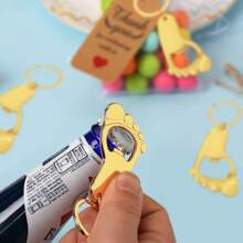 Set Of 30 Gold/Silver Footed Keychain Bottle Openers With Sandbags, Twine, And Thank You Cards For Baby Shower For Guests To Reveal Gender And Party Preferences, Birthday Parties, Gifting Events, Valentine's Day Gifts, Kitchen And Bar Supplies, Party Favors