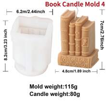 3D Book Silicone Candle Mold Artistic Style Plaster Epoxy Resin Casting Mould Bookshelf Ornament Study Decors Making Supplies - White - View 10