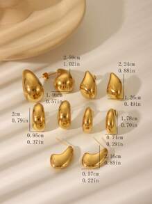 1 对不锈钢镀金简约几何珠水滴耳钉，女士女孩日常、节日、婚礼、派对、生日、节日装饰或礼物 - 金色 - 查看 8