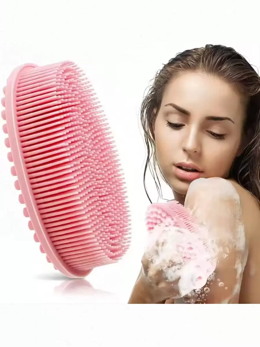 Silicone Shampoo Shower Brush, Double-Sided Massage Bath Brush, Silicone Body Scrubber For Shower, Body Exfoliating Brush, Premium Silicone Loofah, Head Brush, For Cleaning Dirt And Stains, Soft Home Bathroom Decor Fall Decor Back To School - Multicolor - View 1