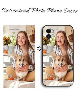 1pc Customizable Full Family Photo, Self-Design, Ultra-Thin Black Phone Case Compatible With Samsung A32/A52 And Apple 17ProMax/16ProMax 15 14 13 12 11 XR, Clear, Fashionable, Colorful, Cute, Minimalist, Matching Phone Case, Kawaii Customized, Personalized, Unique, Gift For Boyfriend, Gift For Girlfriend, Family, Friends, Girlfriend, Mother