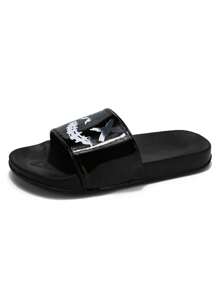 Men's Casual Slip-On Sport Slippers, Lightweight & Shock-Absorbing, Suitable For Indoor & Outdoor Wear, Waterproof - Black - View 3