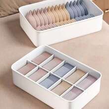 1pc Underwear Bra Socks Organizer Box, 10/15 Grids No Partition, Lightweight Plastic With Transparent Cover, Convenient For Home And Bathroom Drawer Storage - Multicolor - View 3