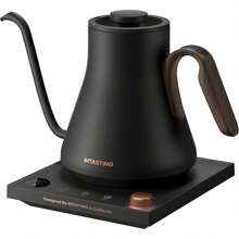 THE Electric Kettles, INTASTING Gooseneck Electric Kettle, ±1℉ Temperature Control, Stainless Steel Inner, Quick Heating, For Pour Over Coffee, Brew Tea, Boil Hot Water, 0.9L (Glossy Black) - 白色 - 查看 7