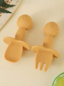 2 pezzi Set di forchette e cucchiai per l'addestramento dei bambini, posateria per l'apprendimento in silicone morbido a forma di panda per neonati, accessori per l'alimentazione, regalo per Ognissanti, Natale, Ringraziamento e Pasqua