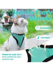 Cat Harness And For Walking, Escape Proof Soft Adjustable Vest Harnesses For Cats - Purple - View 5