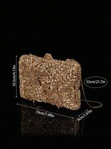 1pc Glittery Elegant Party Handbag, Luxury Women's Crystal Clutch Bag, Fashion Cosmetics & Perfume Handbag, Handcrafted Sparkling Crystal-Studded Metallic Purse, Suitable For Formal Events Like Parties, Galas, And Gatherings For Sophisticated Ladies (Not For Storing Phones) - Multicolor - View 10