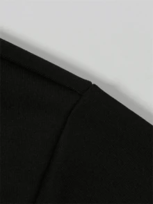 Spring Solid Color Street Loose Hoodies Long Sleeve Drawstring Pockets Shark Print Casual Hoodies For Women - Black - View 6