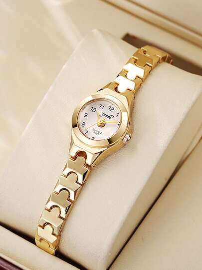 1 Stück elegante Mode Zifferblatt Weizen Edelstahl Band Quarz Damen Uhr, geeignet für tägliches Outfit, Geburtstag, Frauen Geschenk, Jahrestag, Jahresendverkauf, Singles Day, Halloween und andere Feiertags Geschenke