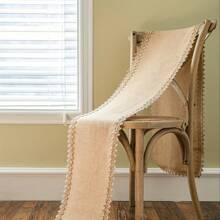 1 pezzo Runner da tavolo rustico in lino, tessuto naturale in juta con nappe per decorazione di tavoli in casa, feste, hotel e ristoranti