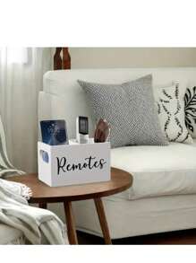 1 Remote Control Holder Storage Wooden Box, TV Remote Control Holder, Remote Control Storage Box For Table, Wooden Remote Control Box For Bedside Table, Bedside Storage Box, Coffee And Tea Bag Storage Decoration Box, Wooden Compartment Storage Box