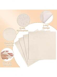 20/40/80 件鸡尾酒餐巾米色餐巾一次性甜点餐巾婚礼餐巾鼠尾草绿色纸巾适用于婚礼、新娘送礼会、茶会，5 X 5 英寸 - 米色 - 查看 3