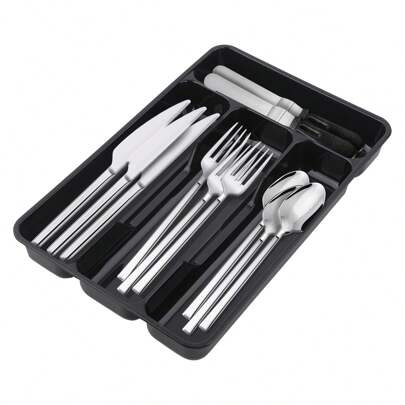 1-delige bestek organizer box, kunststof PP materiaal keukenlade bestekbak voor bureau, kast of lade, compartiment organizer voor keukengerei, eetstokjes en keukengereedschap, schoolspullen