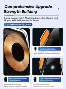 REMAX 15W 车载无线快速充电器；自动夹紧；360° 自由旋转；牢固防震；中控台手机支架；通用导航支架；兼容 iPhone/Android；汽车配件；汽车用品 - 黑色 - 查看 11