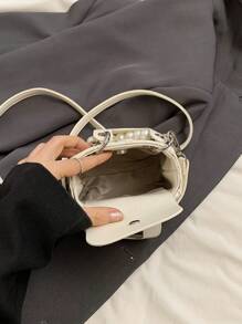 New Embroidered Pearl Chain Handbag Shoulder Bag Phone Mini Square Purse - A - View 11