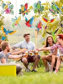 12pcs Tropical Parrot Honeycomb Hanging Decorations, Hawaii Theme Party Supplies - Multicolor - View 4