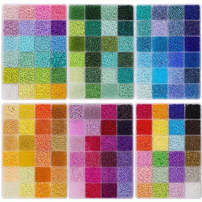 36.400 piezas/5.200 piezas Cuentas de cristal de 3 mm Juego de fabricación de joyas para hacer pulseras de la amistad, collares, aretes, anillos, accesorios de joyería, artesanía (colores aleatorios)