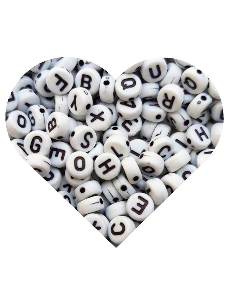 1000 Beads Letters Round Alphabet Vowels And Consonants Beads Crafts Jewelry - Đen và Trắng - Xem 1