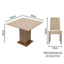 MADESA Dining Table & Chair Sets - Brown and Beige - View 5
