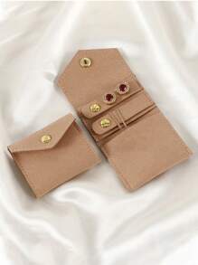 1件装奢华麂皮首饰卷式收纳盒 - 高级耳环、戒指、耳钉、项链收纳盒 - 小巧便携，保护性强，是度假、旅行的理想之选，女士首饰盒，首饰收纳盒