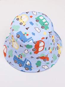 1pc Kids Bucket Hat, Boys' Cartoon Printed Sun Protection Hat For Spring