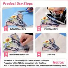 Hermosas calcomanías de transferencia de calor con estampado de flores moradas, lavables y aptas para DIY en camisetas, jeans, chaquetas, mochilas, ropa, sombreros