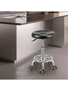 OYAJIA ‌✨Professional Hydraulic Salon Stool & Office Chair | Adjustable PU Leather Swivel Stool With/Without Backrest | 360° Rolling 5-Wheels Base For Tattoo, Massage, Home Office (Black) - Black - View 2