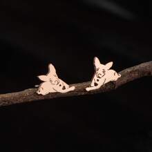 1 par de aretes tipo punk para hombres/mujeres de acero inoxidable con diseño de cachorrito, accesorios de anime de dibujos animados, accesorios de joyería de moda para mujer