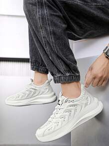 Men's Fashion Casual Sports Shoes, Breathable Shock-Absorbing Running Sneakers, Lightweight Non-Slip Walking Shoes