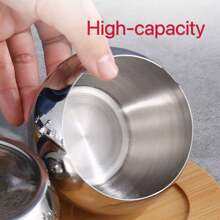 Bol de azúcar de acero inoxidable de alta calidad con cuchara, frasco para condimentos de gran capacidad, adecuado para uso en cocina y hogar - Plateado - Ver 5