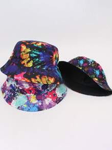 1pc Unisex Painted Graffiti Print Bucket Hat, Versatile Casual Outdoor Bucket Hat Suitable For Everyday Use In Spring And Summer - Graffiti - View 8