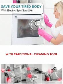 1pc Handheld Electric Cleaning Brush With 5pcs Replacement Head Electric Spin Scrubber,Bathroom Cleaning Brush Power Scrubber For Kitchen, Bathroom Tub, Home,Shower Tile, Carpet Bidet, Cordless Spin Scrubber Household Suppliers Gadgets. (This Product Is Suitable For Cleaning General Stains. For Excessively Difficult-To-Clean Stains, Please Use Other Products With Higher Power.) - Multicolor - View 4