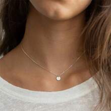 Round Pendant Necklace Stainless Steel Delicate Minimalist Fashion Elegant Gift - 銀色 - 查看 2