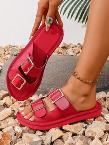 Nuove ciabatte infradito con fibbia per donne, sandali casual leggeri retrò per la spiaggia, suola antiscivolo in EVA alla moda, perfetti per l'estate