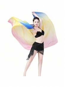 1pc Belly Dance Scarf Chiffon Veil Gradual Dance Scarves Bellydance Hand Thrown Shawls Oriental Dance Performance Props - Multicolor - View 4