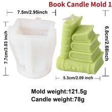 3D Book Silicone Candle Mold Artistic Style Plaster Epoxy Resin Casting Mould Bookshelf Ornament Study Decors Making Supplies - White - View 13