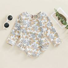 Infant Baby Girl Swimsuit One Piece Long Sleeve Rash Guard With Hat Set Floral Zipper Bathing Suit Beach Wear - 彩色 - 查看 1
