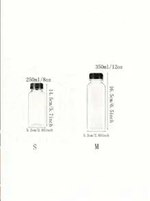 1/5件可重複使用果汁瓶 8oz/12oz (250ml/350ml) 附蓋冰箱果汁容器、奶昔瓶、空塑膠果汁瓶、附蓋飲料容器、空牛奶瓶、塑膠奶昔飲料瓶，適合戶外露營使用 - 黑色蓋子瓶 - 查看 7