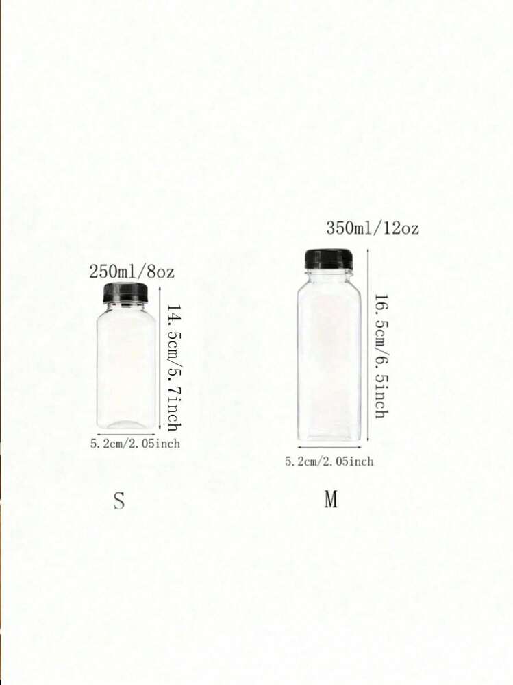1/5件可重複使用果汁瓶 8oz/12oz (250ml/350ml) 附蓋冰箱果汁容器、奶昔瓶、空塑膠果汁瓶、附蓋飲料容器、空牛奶瓶、塑膠奶昔飲料瓶，適合戶外露營使用 - 黑色蓋子瓶 - 查看 6