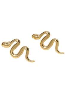 2 对金银蛇形简约时尚耳环，优雅配饰，适合日常佩戴、婚礼、情人节、母亲节礼物 - 金色 - 查看 7