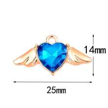 10 pezzi ciondoli a forma di cuore di cristallo con ali di angelo in lega, charms per fai da te per orecchini, portachiavi e artigianato femminile