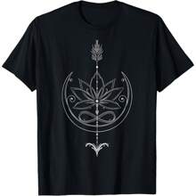 Lotus With Arrow Moon And Infinity Symbol Lotus For Yoga T-Shirt Women's Plus Size Graphic Tee - Black - View 1