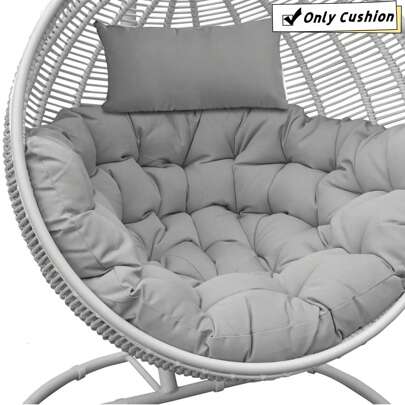 Soft Hanging Egg Chair Seat Cushion ONLY Thick Swing Egg Chair Pad Cushion Soft Hammock Replacement Pad With Headrest For Indoor Outdoor Garden Patio