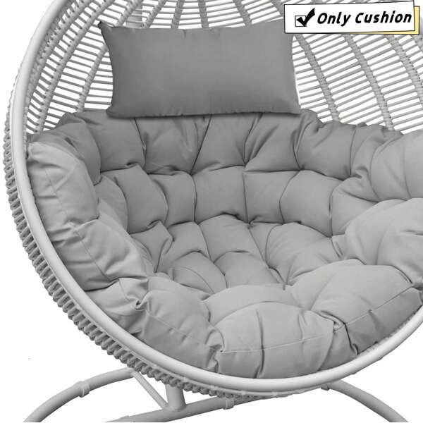 Soft Hanging Egg Chair Seat Cushion ONLY Thick Swing Egg Chair Pad Cushion Soft Hammock Replacement Pad With Headrest For Indoor Outdoor Garden Patio